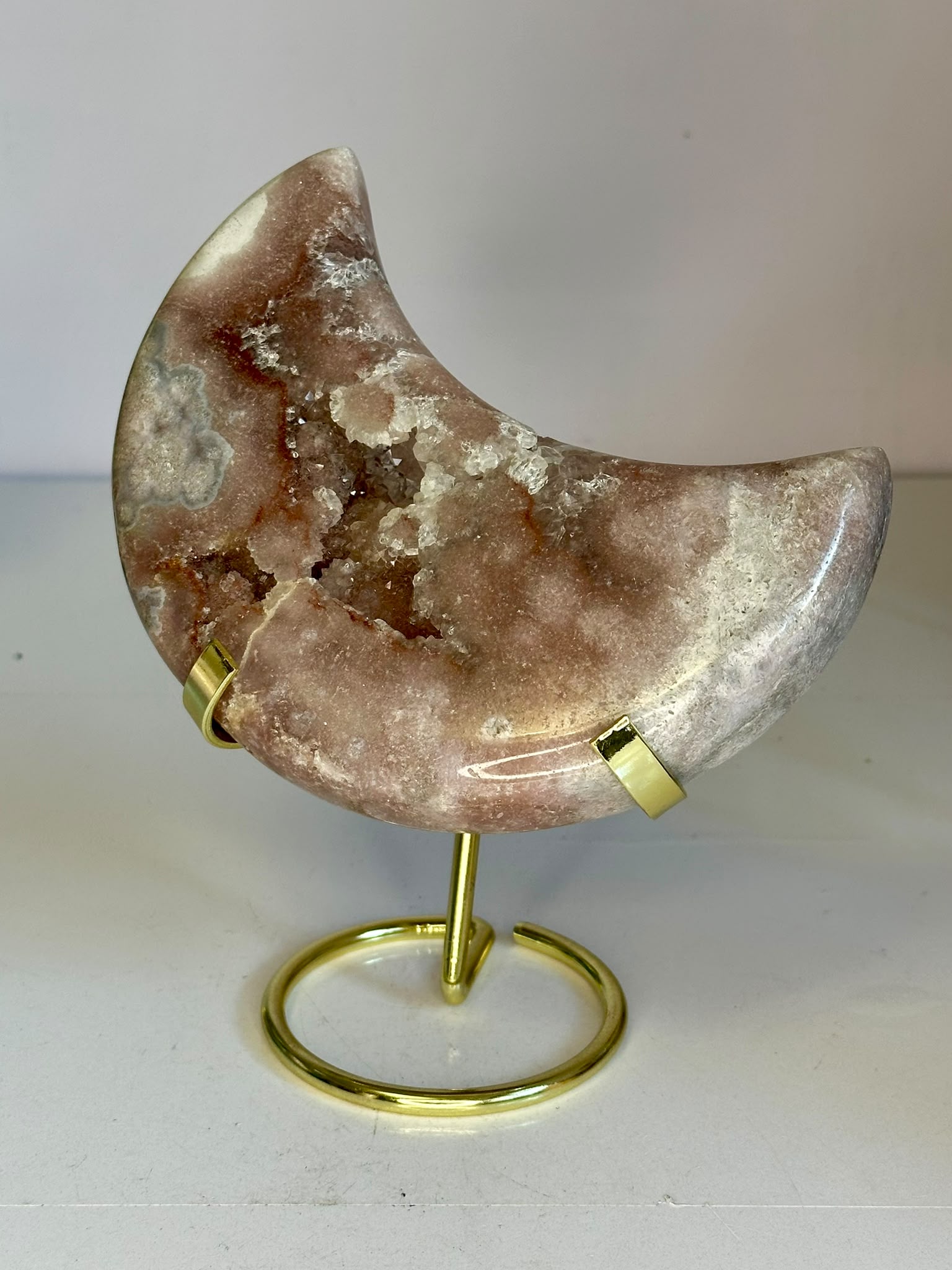 Large Pink Amethyst Druzy Moon