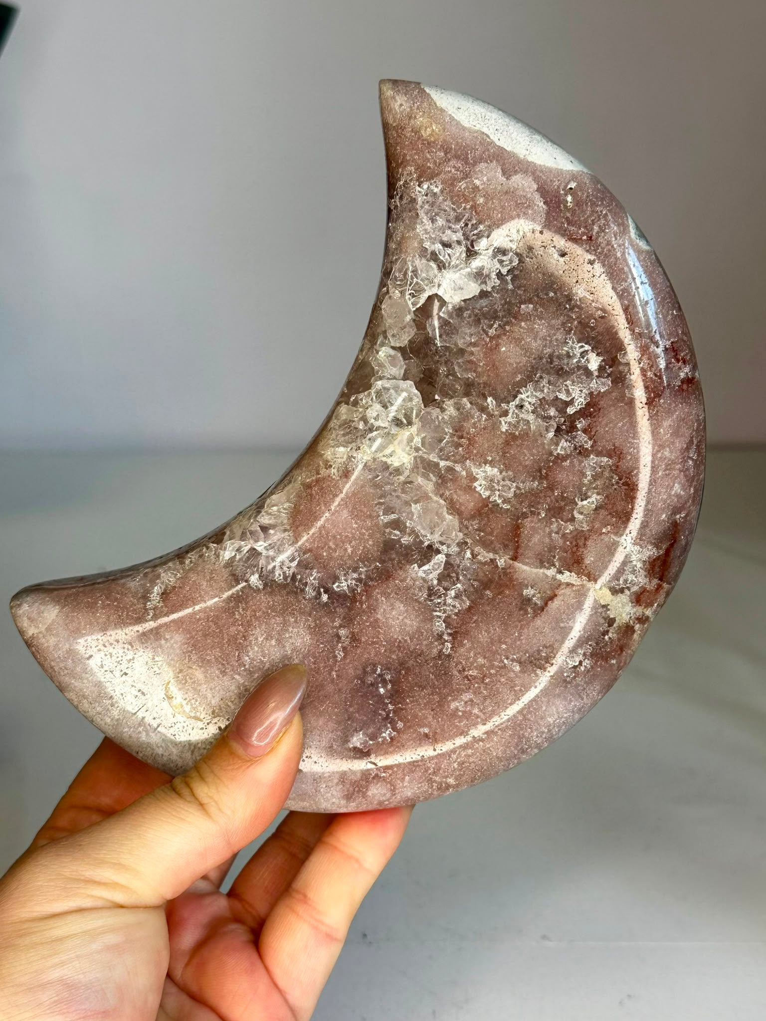 Large Pink Amethyst Druzy Moon