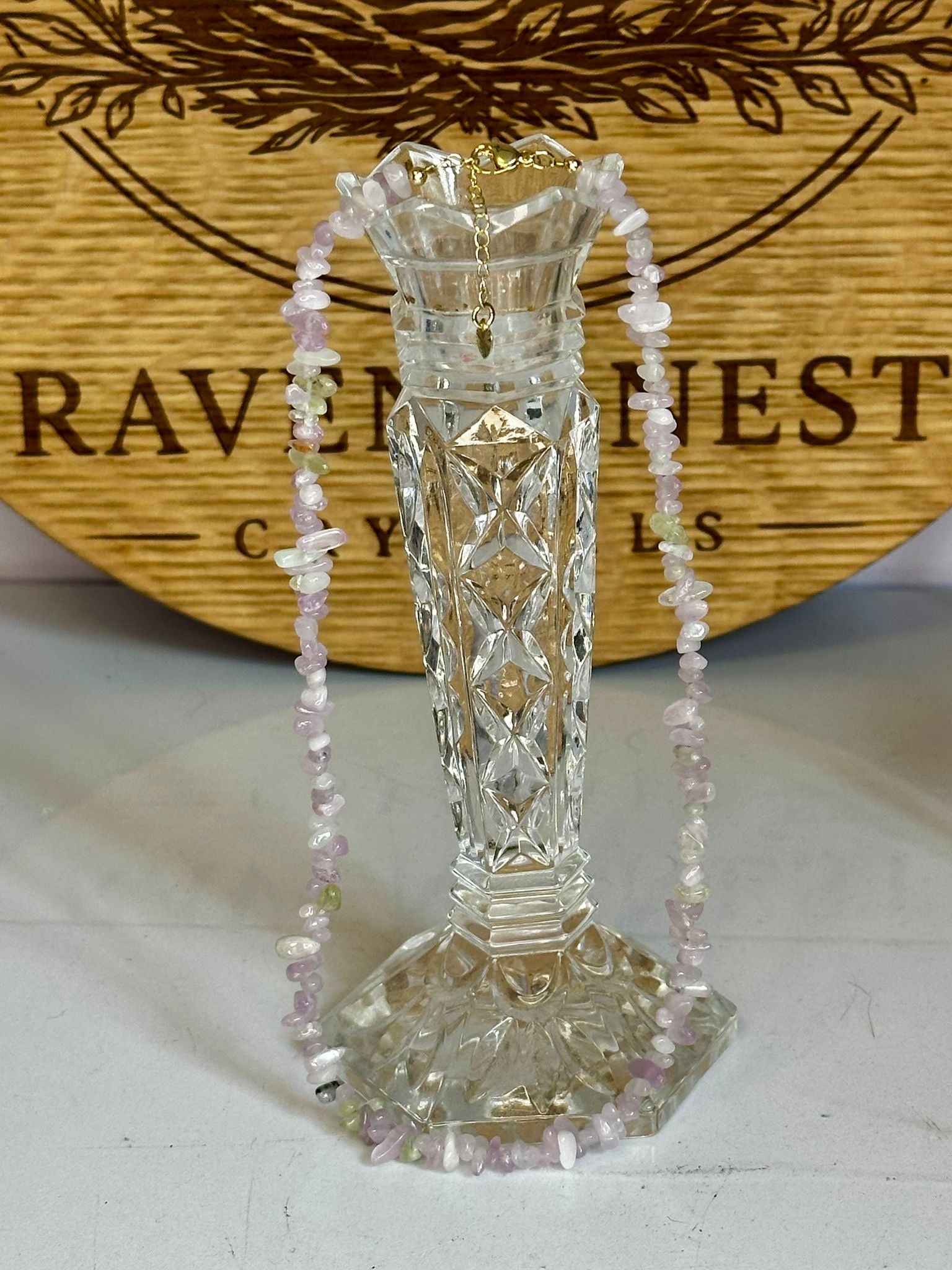 UV Kunzite Chip Choker Necklace