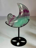 Rainbow Fluorite Moon & Heart Display