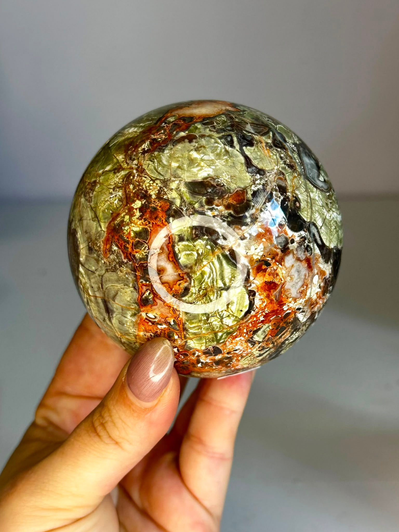 Large Green Money Agate Sphere