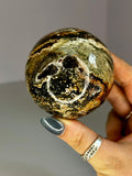 Black & Pink Druzy Ocean Jasper Sphere