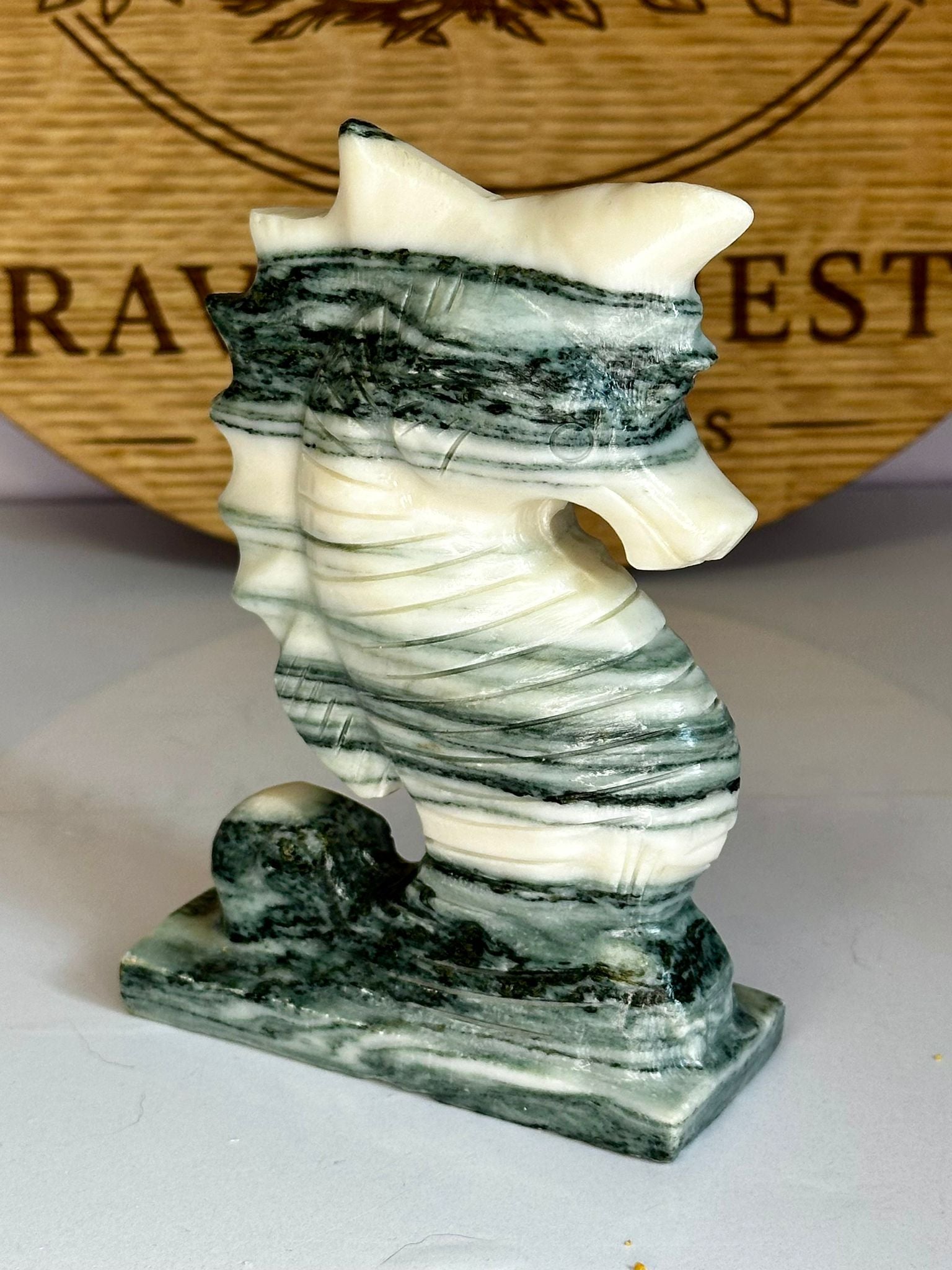 Grey Vein Jasper Seahorse