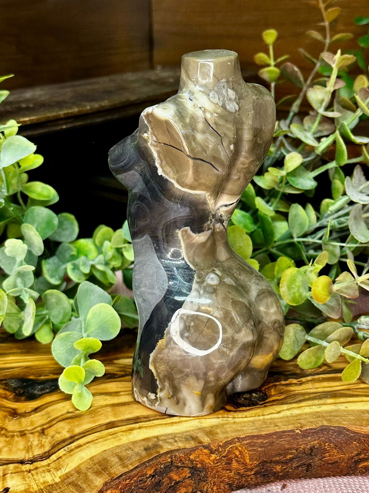 Large Volcano Agate Goddess Carving