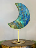 XL Phoenix Stone Crescent Moon on Custom Stand