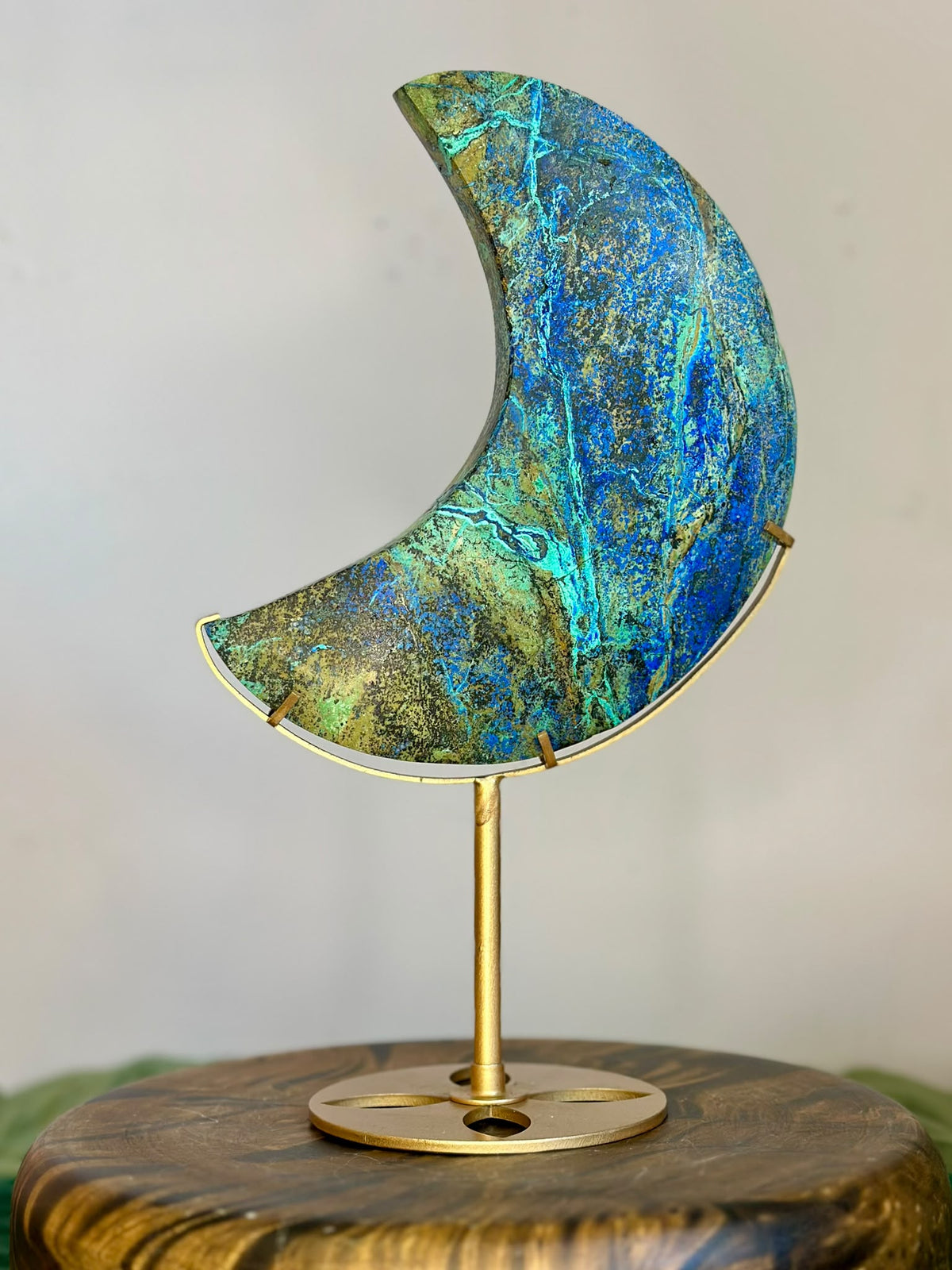 XL Phoenix Stone Crescent Moon on Custom Stand