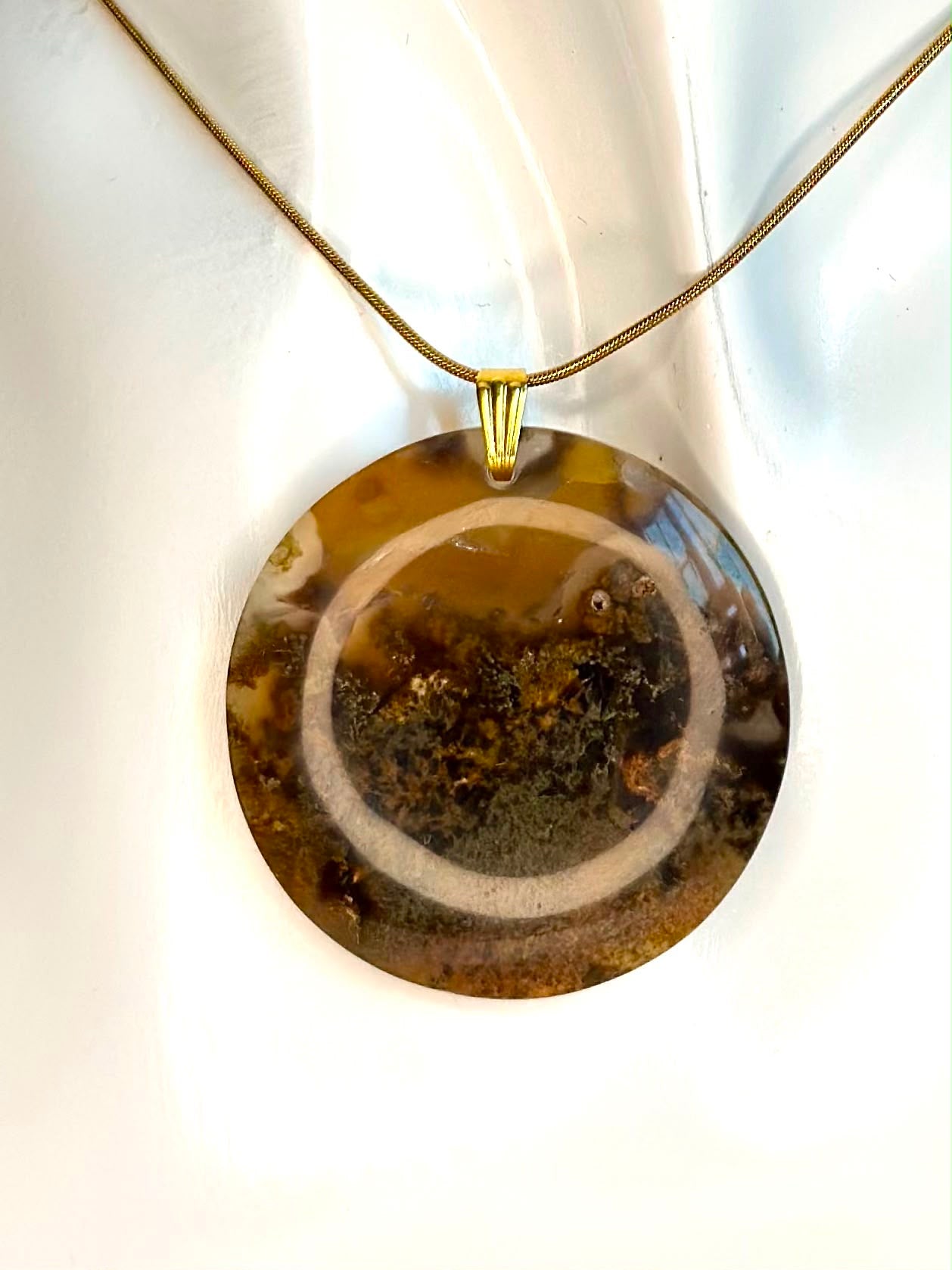 Indonesian Amber Moss Agate Pendants- Choose Your Own