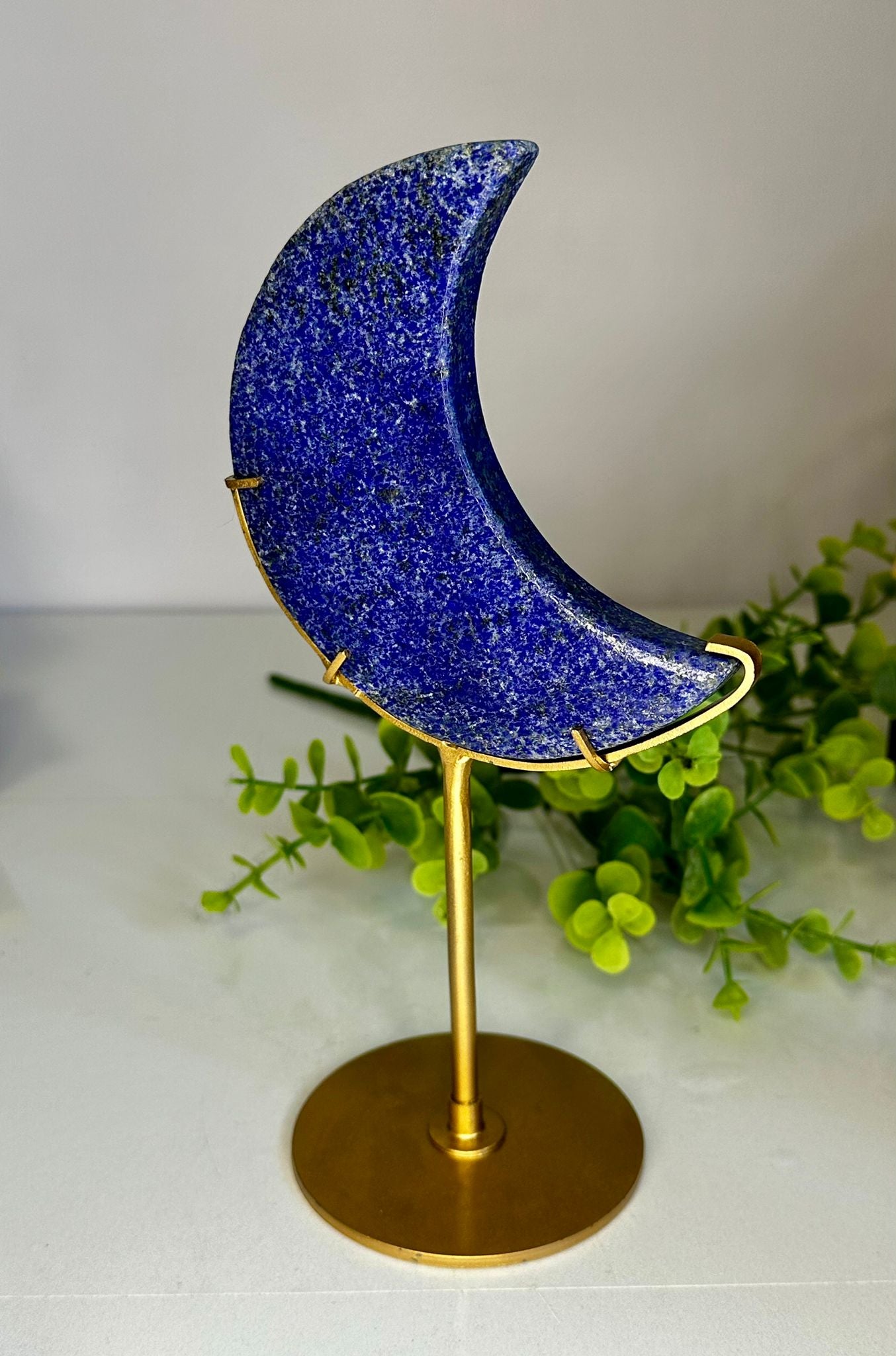 Lapis Lazuli Moon on Custom Gold Stand