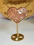 Sunstone & Iolite Heart on Custom Gold Display Stand – No. 2