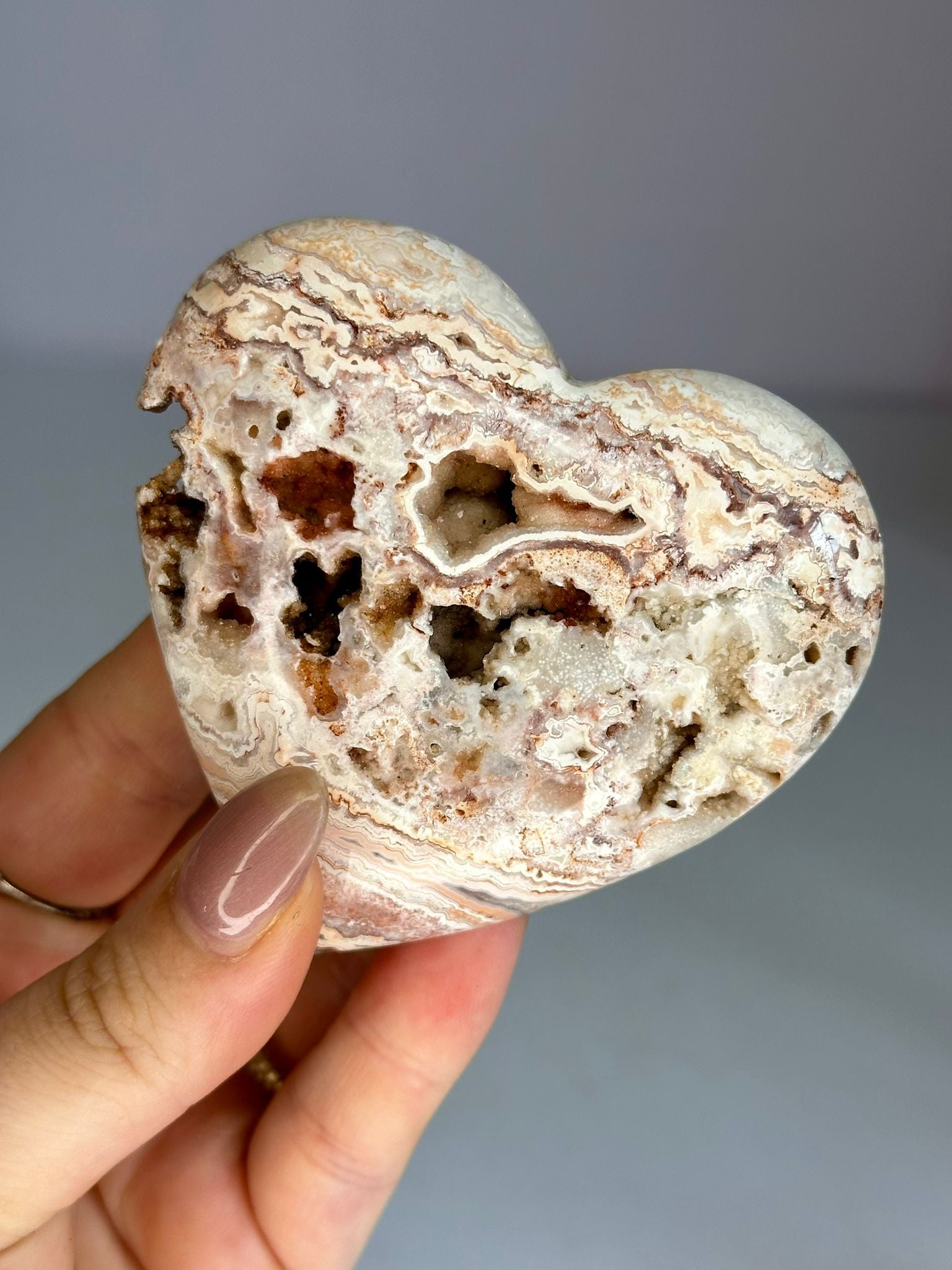 Druzy Mexican Lace Agate Heart
