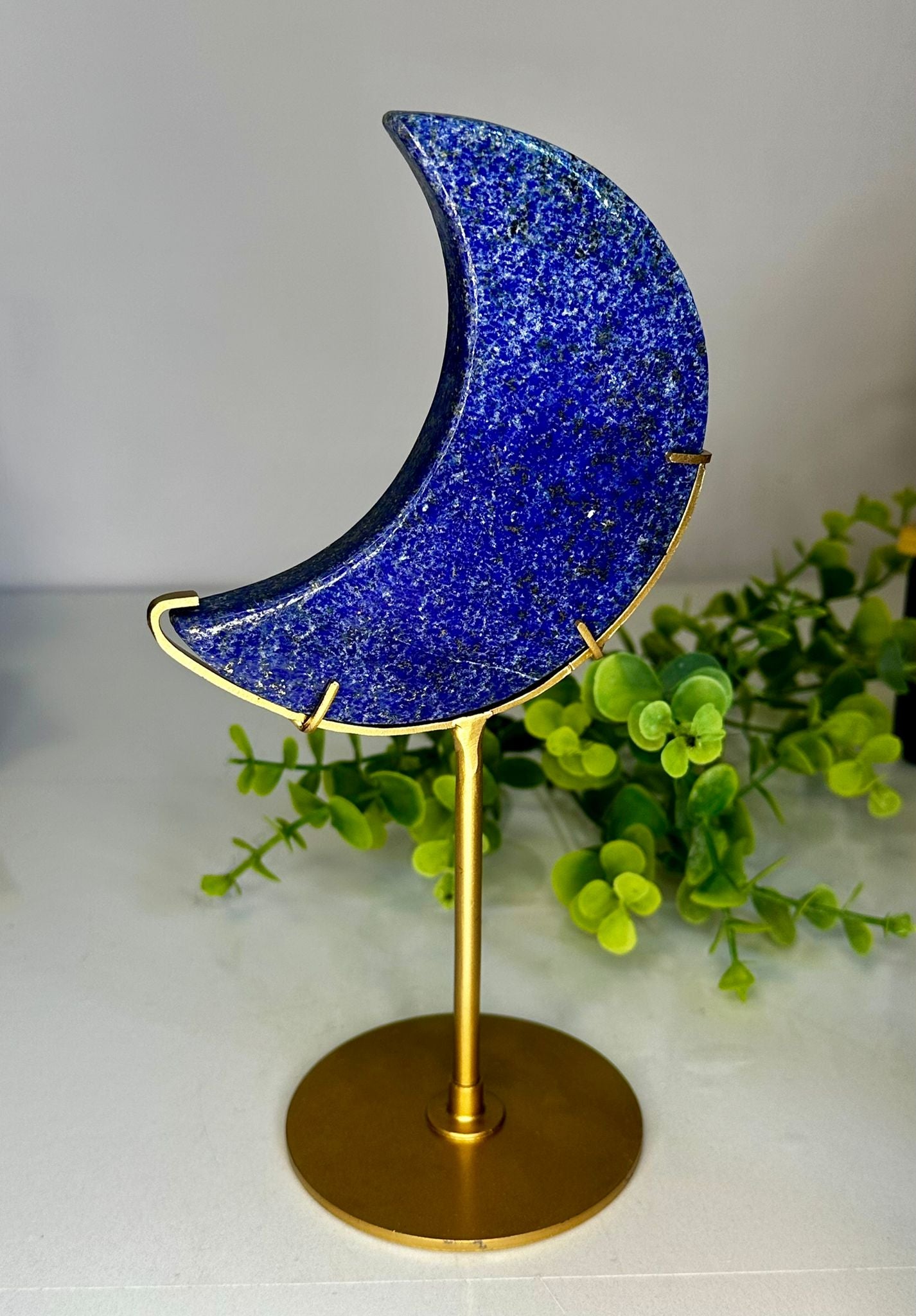 Lapis Lazuli Moon on Custom Gold Stand