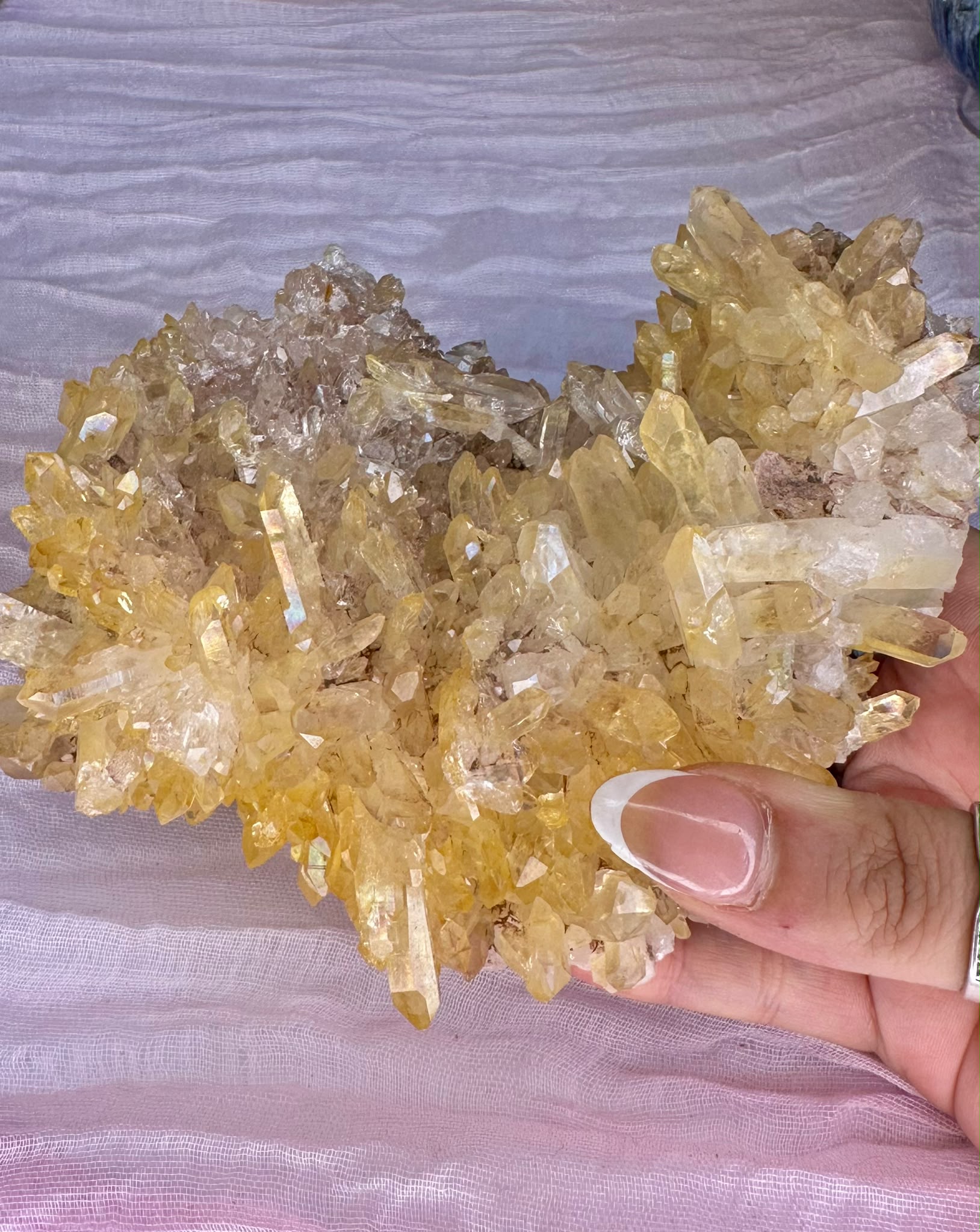 Golden & Pink Lemurian Quartz Cluster - Rare Hand Mined Colombian Collector Specimen #2