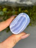 Blue Lace Agate Palm Stone
