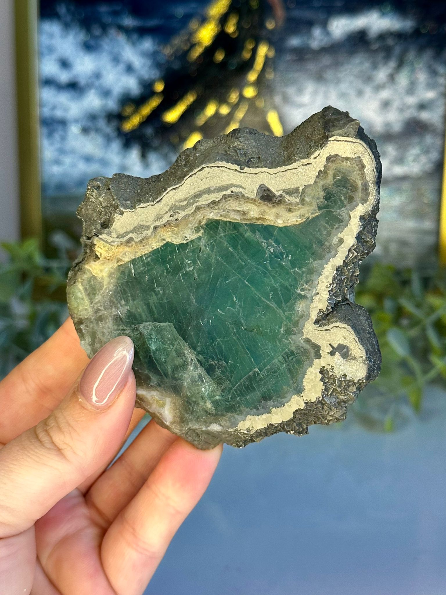 Fluorite with Pyrite Polished Slab