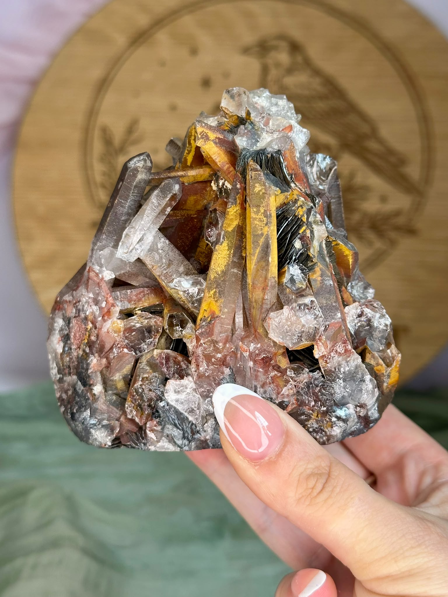 Hematoid Quartz Cluster with Galena & Limonite