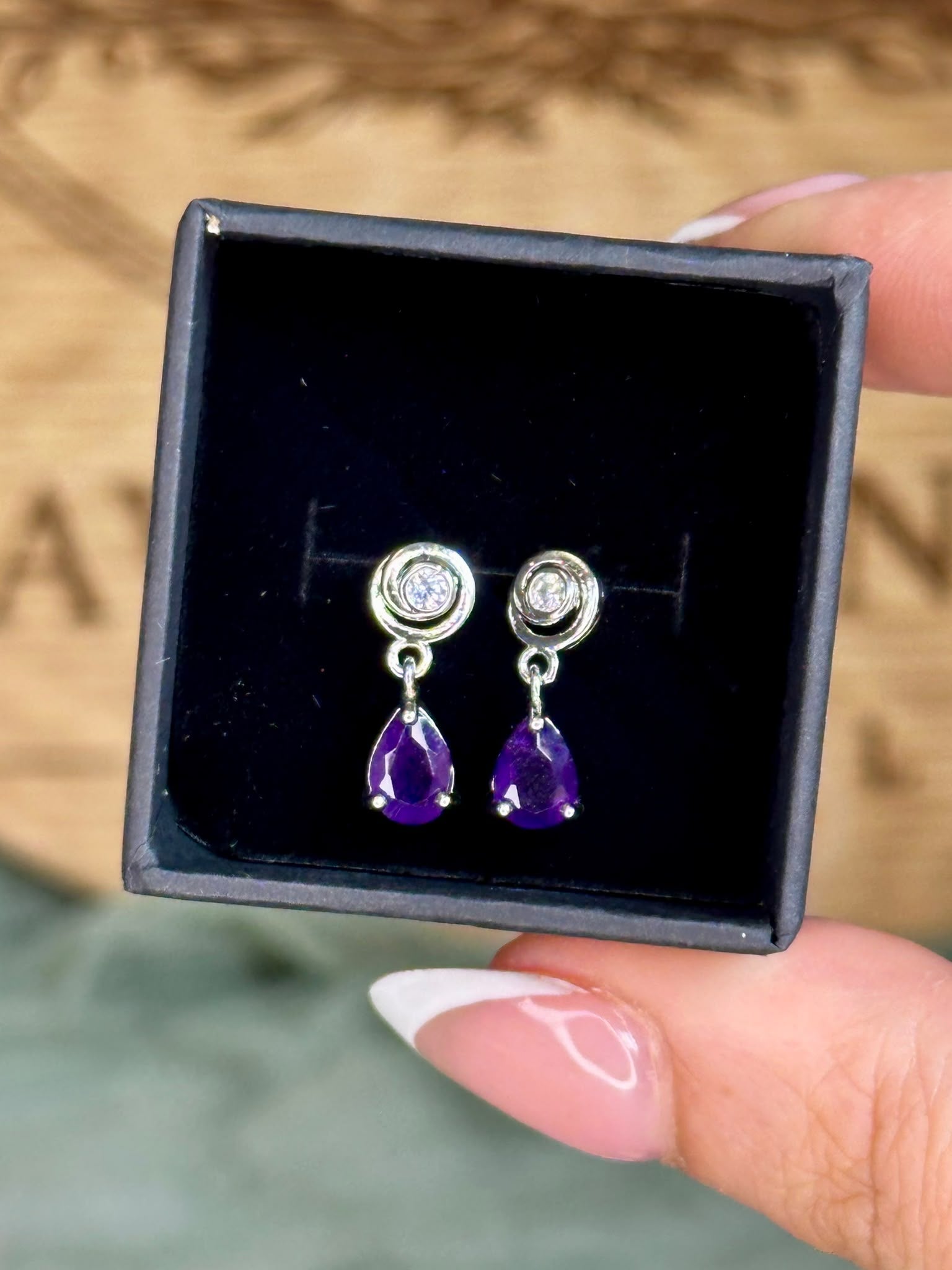 S925 Amethyst Drop Earrings