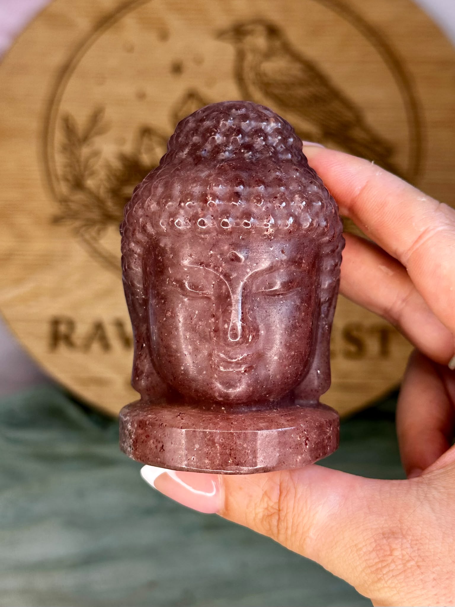 Strawberry Quartz Buddha Head
