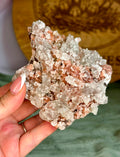 Indian Apophyllite with Coral Pink Heulandite on Chalcedony Cluster #1