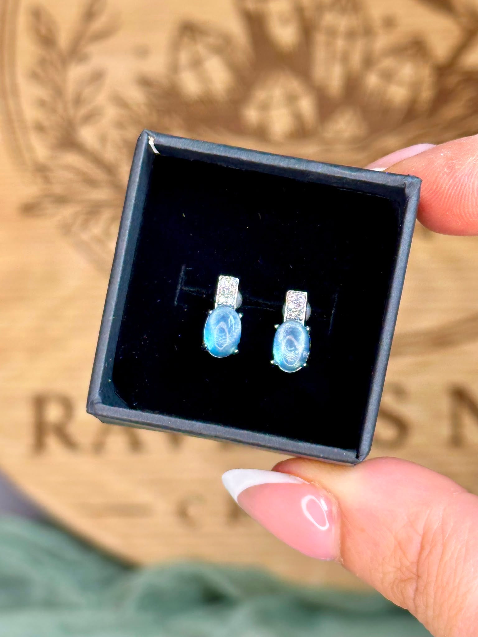 S925 Aquamarine Stud Earrings