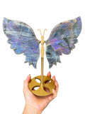 XXL High Flash Labradorite Butterfly Wings on Stand #4