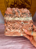 Large Hand-Carved Pink Picture Jasper Landscape