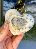 Indonesian White Dendritic Agate Puffy Heart