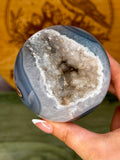 Large Druzy Blue Agate Sphere