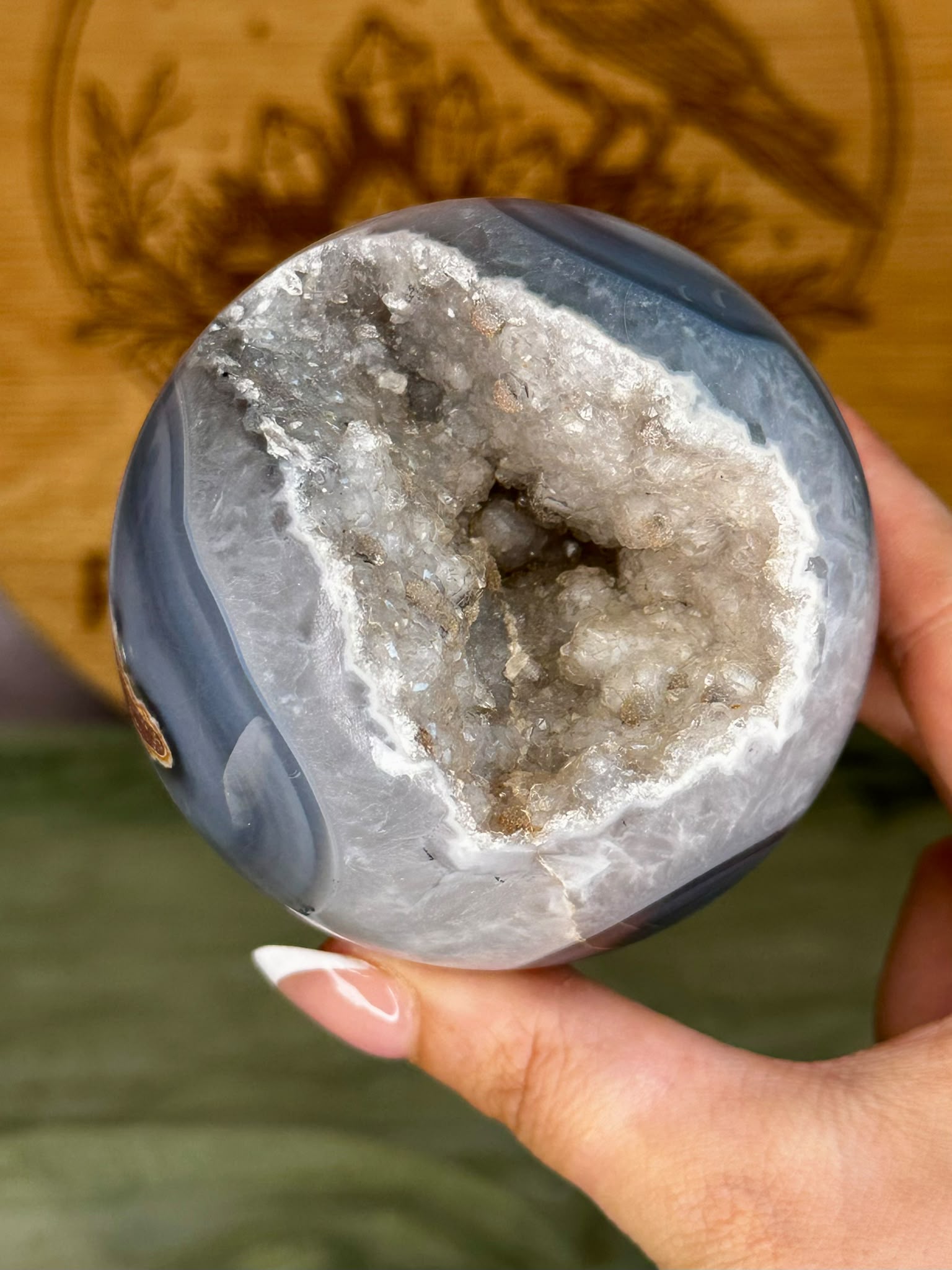 Large Druzy Blue Agate Sphere