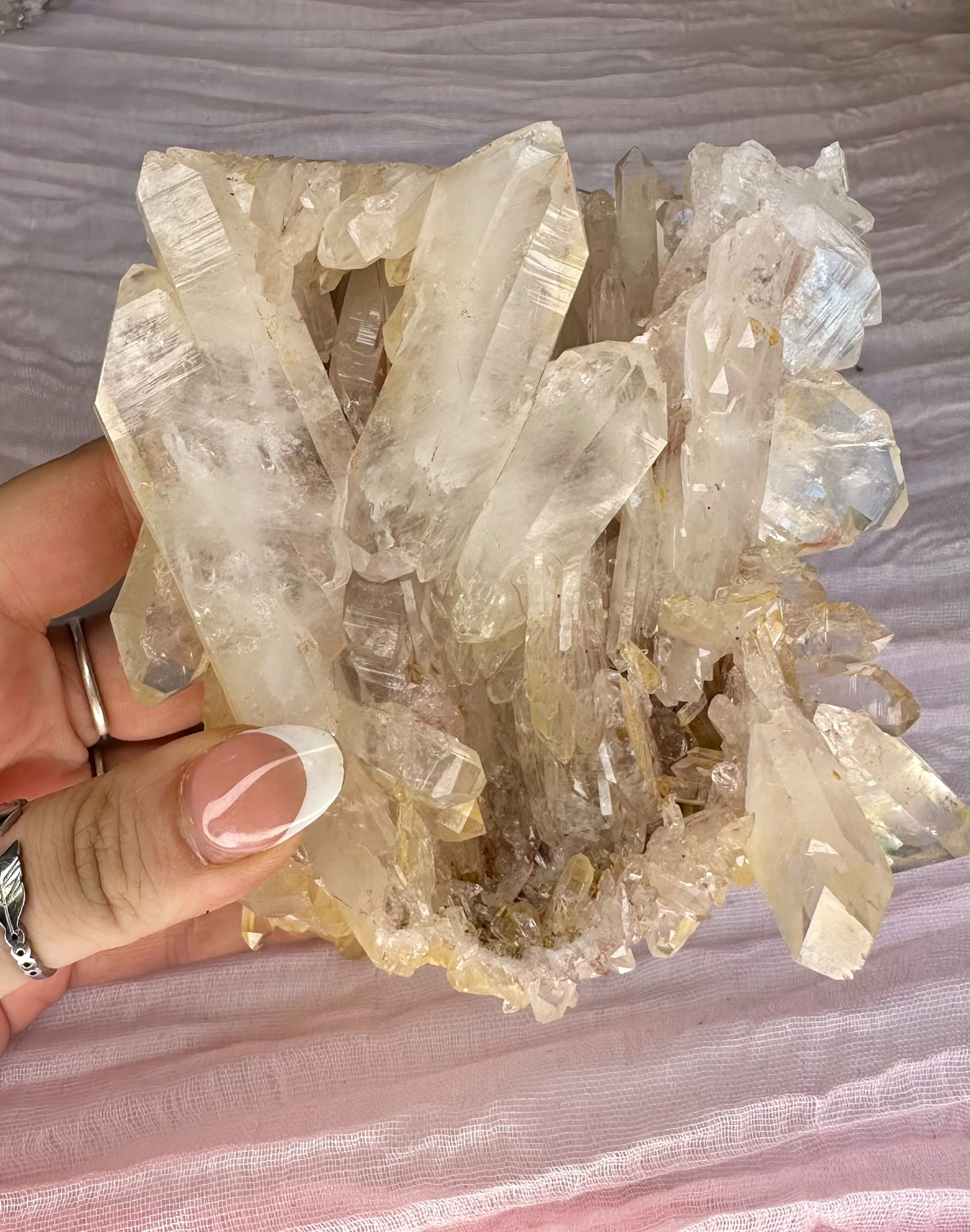 Golden & Pink Lemurian Quartz Cluster - Rare Hand Mined Colombian Collector Specimen #1