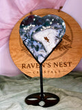 Large Moss Agate Heart on Stand