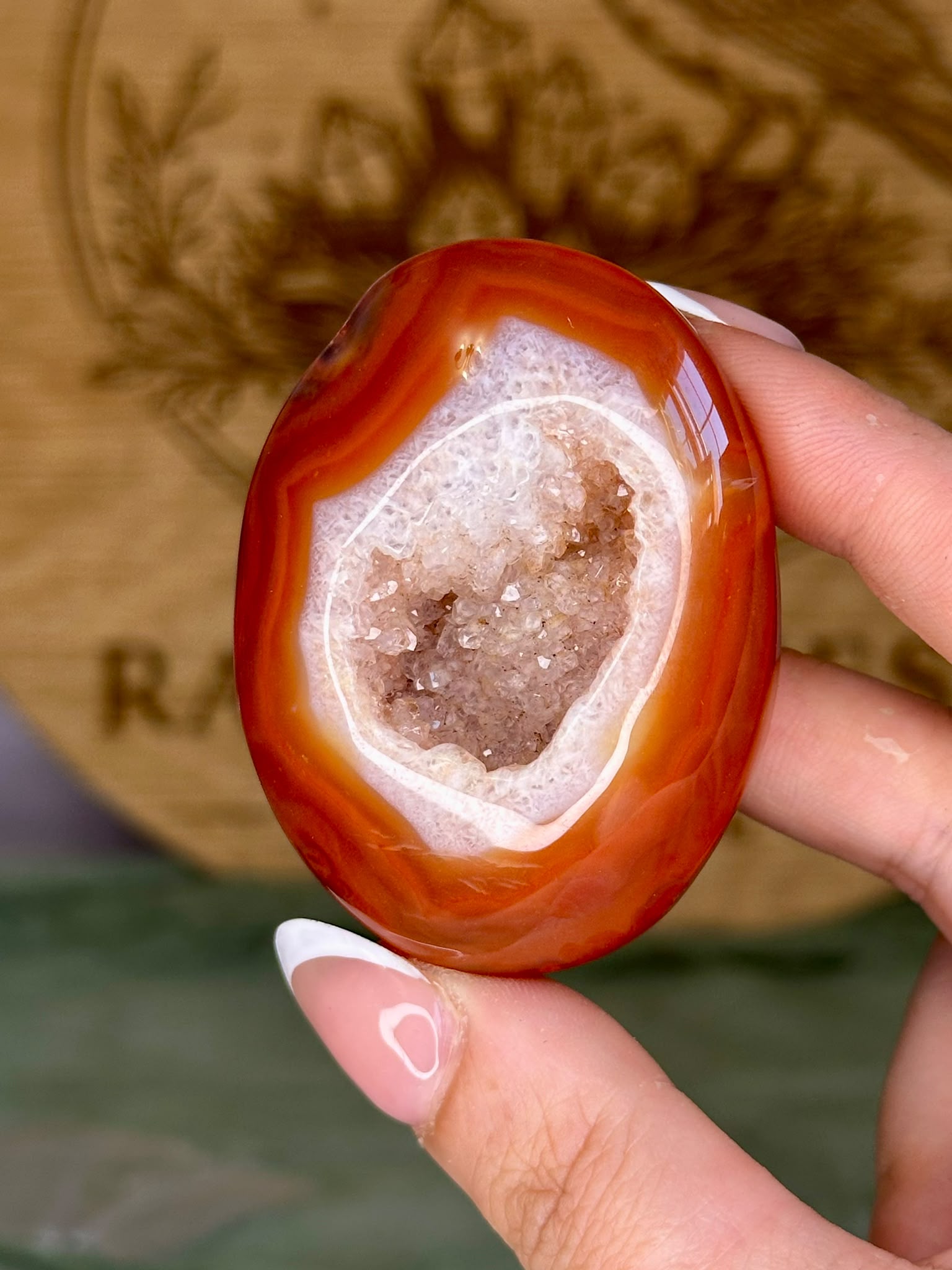 Druzy Carnelian Palm Stone