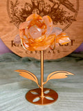 Golden Healer Quartz Rose on Metal Stand