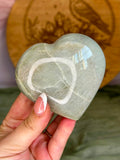 Green Moonstone Heart with Silver Flash