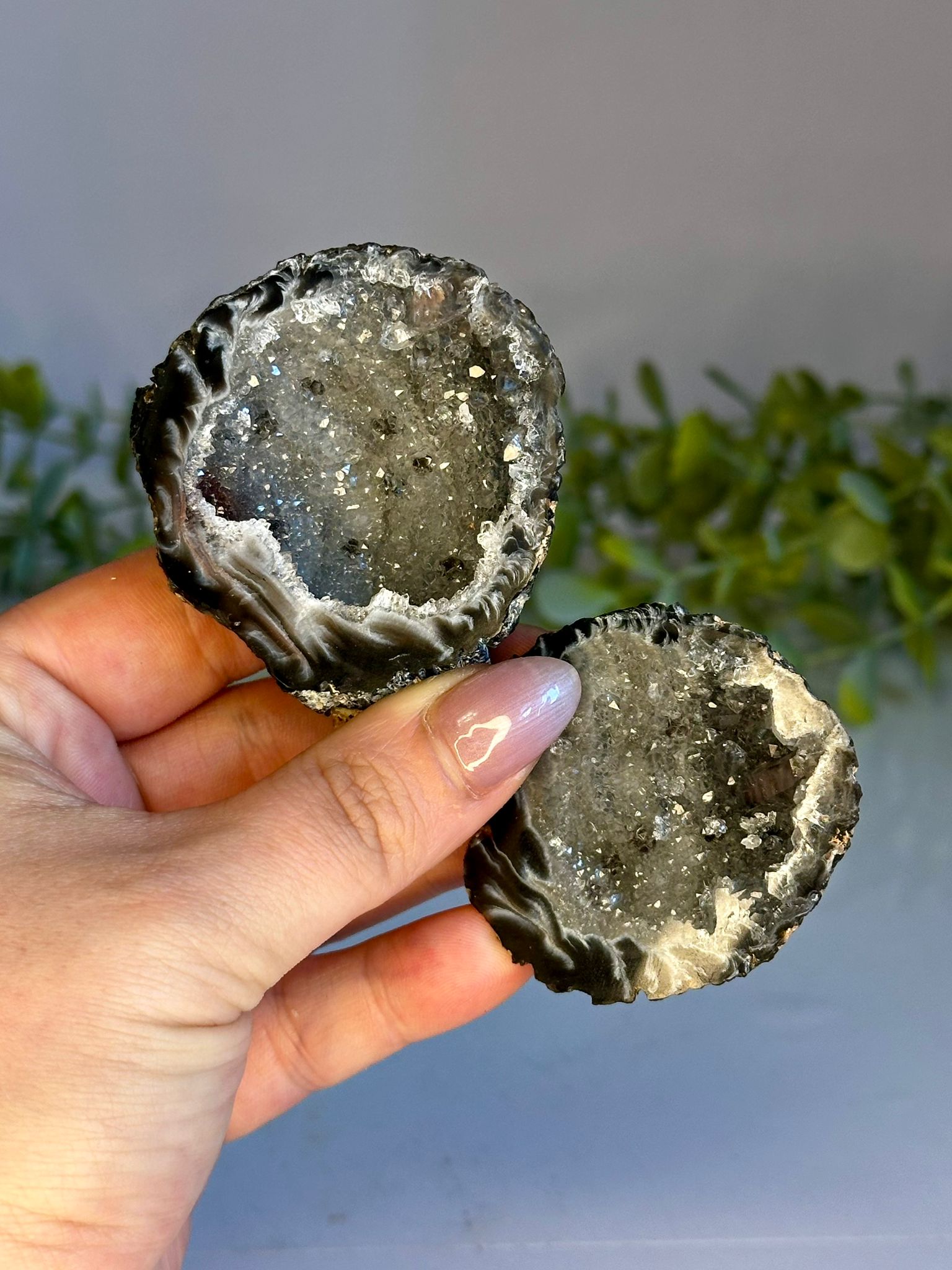 Black Agate Geode Pair – Brazil