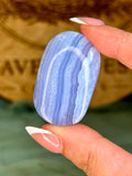 Blue Lace Agate Palm Stone