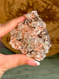 Indian Apophyllite with Coral Pink Heulandite on Chalcedony Cluster #3