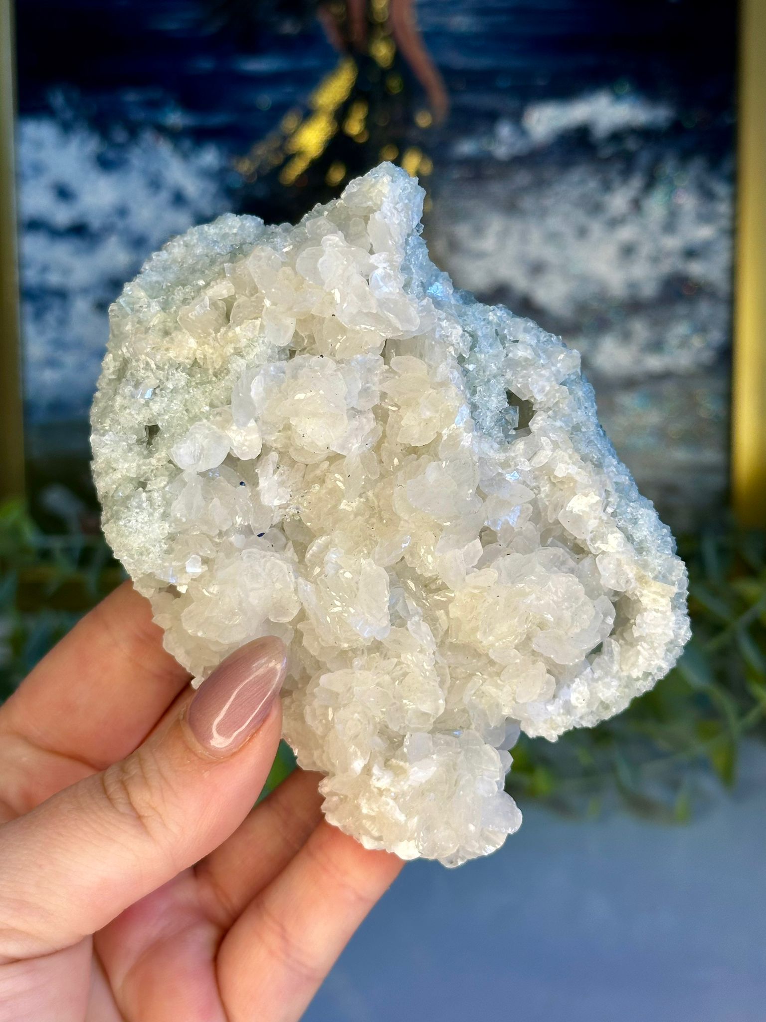 Mint Green Sugar Fluorite with Calcite & Black Chalcedony
