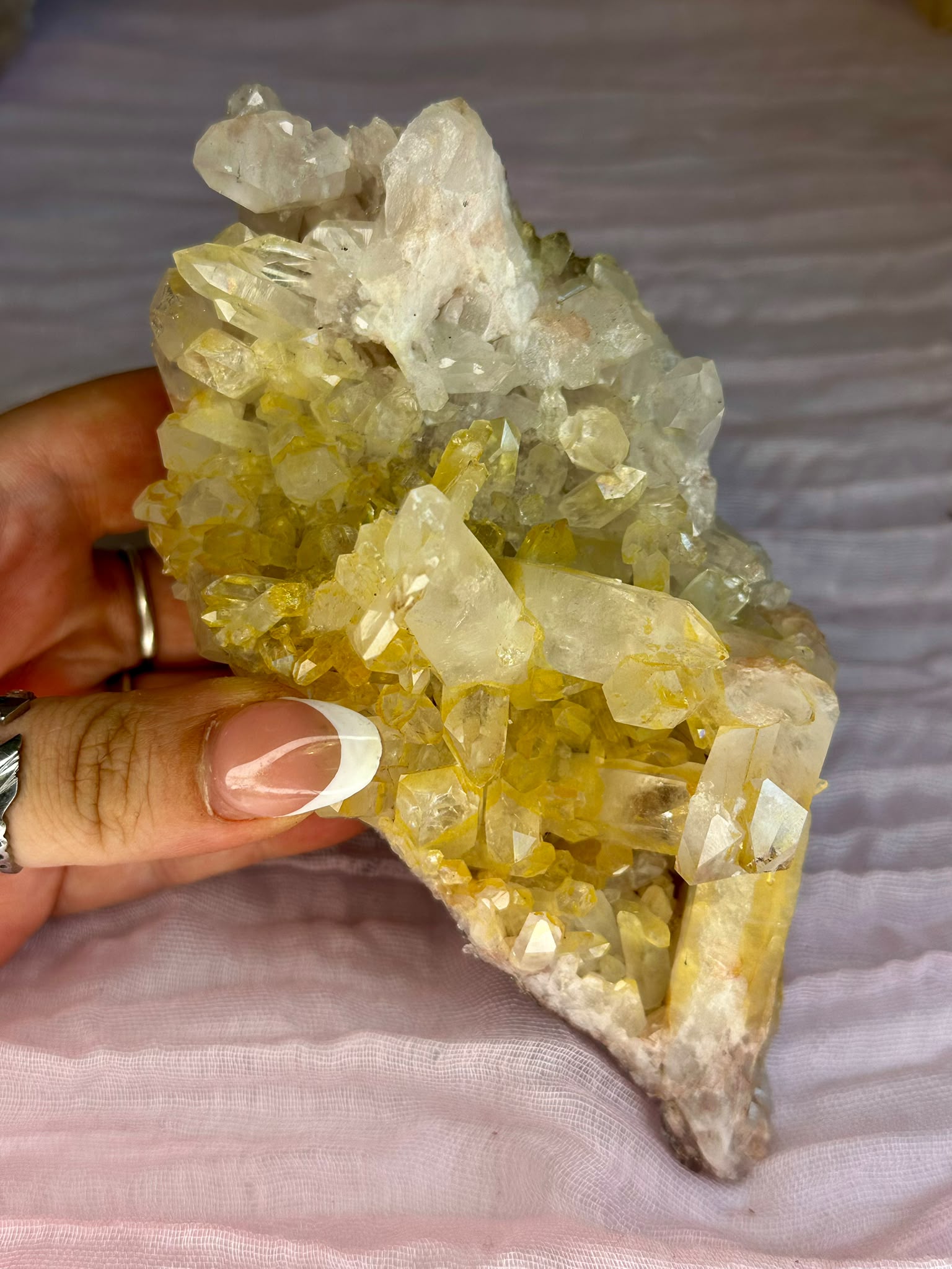 Golden & Pink Lemurian Quartz Cluster - Rare Hand Mined Colombian Collector Specimen #3
