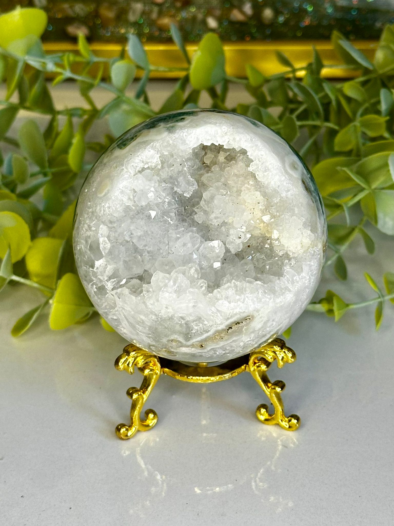 Druzy Blue Moss Agate Sphere