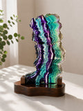 Statement Rainbow Fluorite on Custom Wooden Base #2