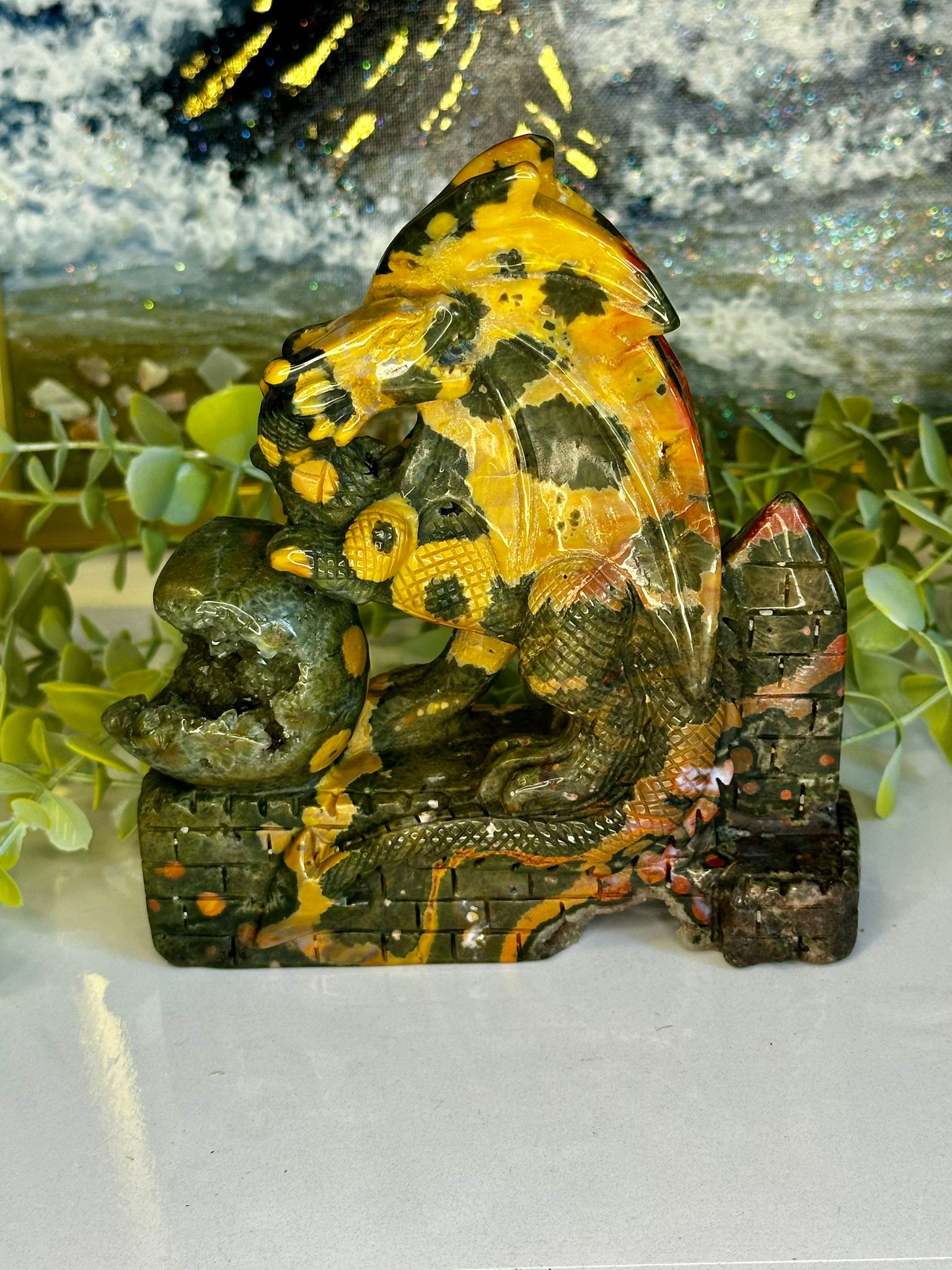 Collectors Grade Eighth Vein Druzy Dragon Carving