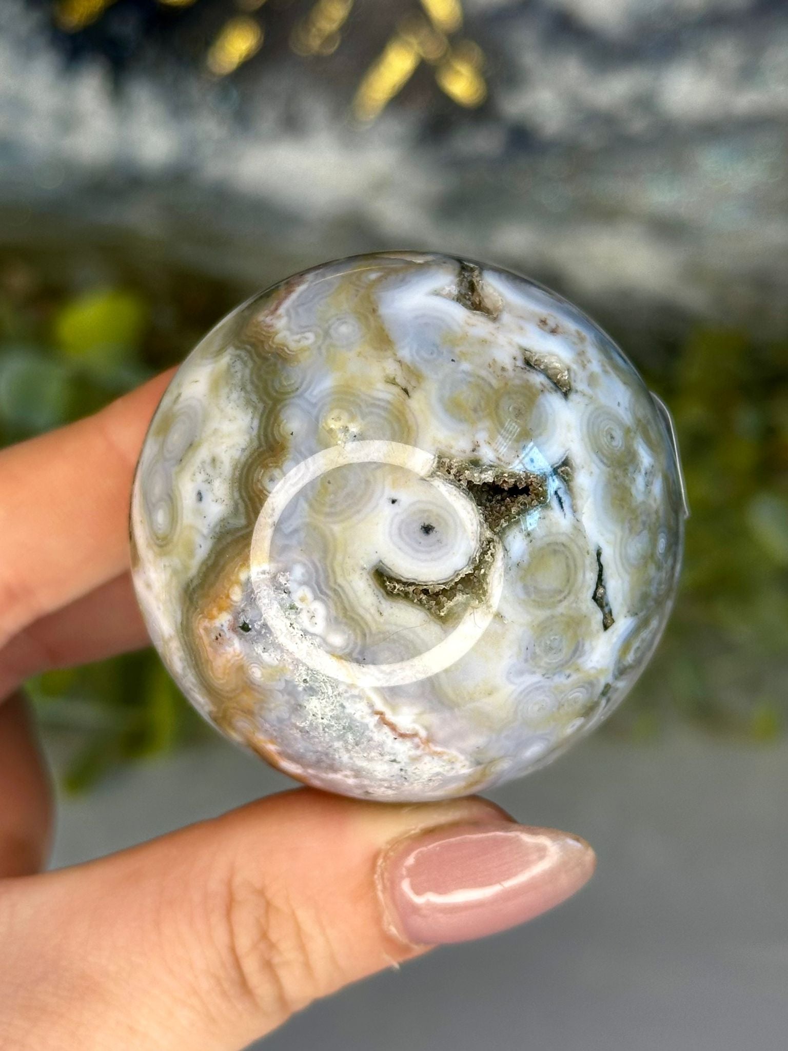 Druzy Eighth Vein Ocean Jasper Sphere