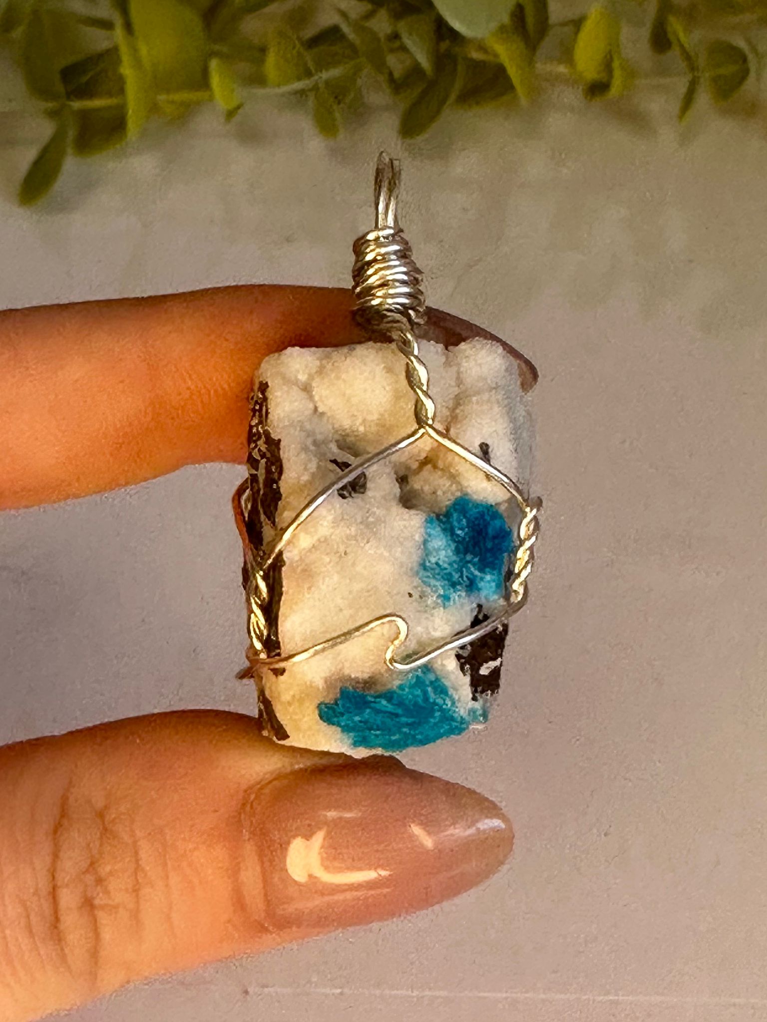 Wire Wrapped Cavansite Pendant