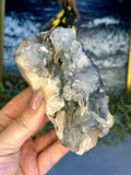 Apophyllite with Peach Stilbite on Black Chalcedony