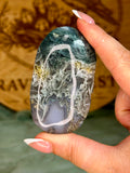 Large Moss Agate Palm Stone