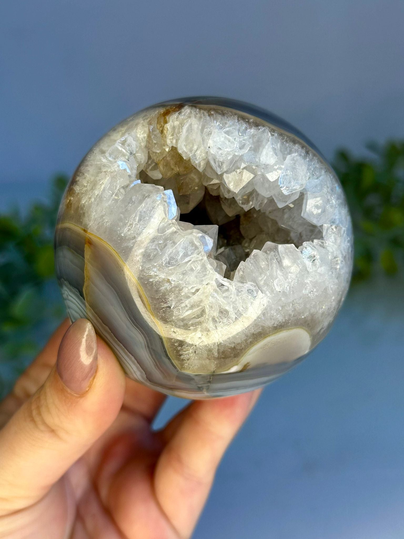 Druzy Blue Agate & Quartz Sphere