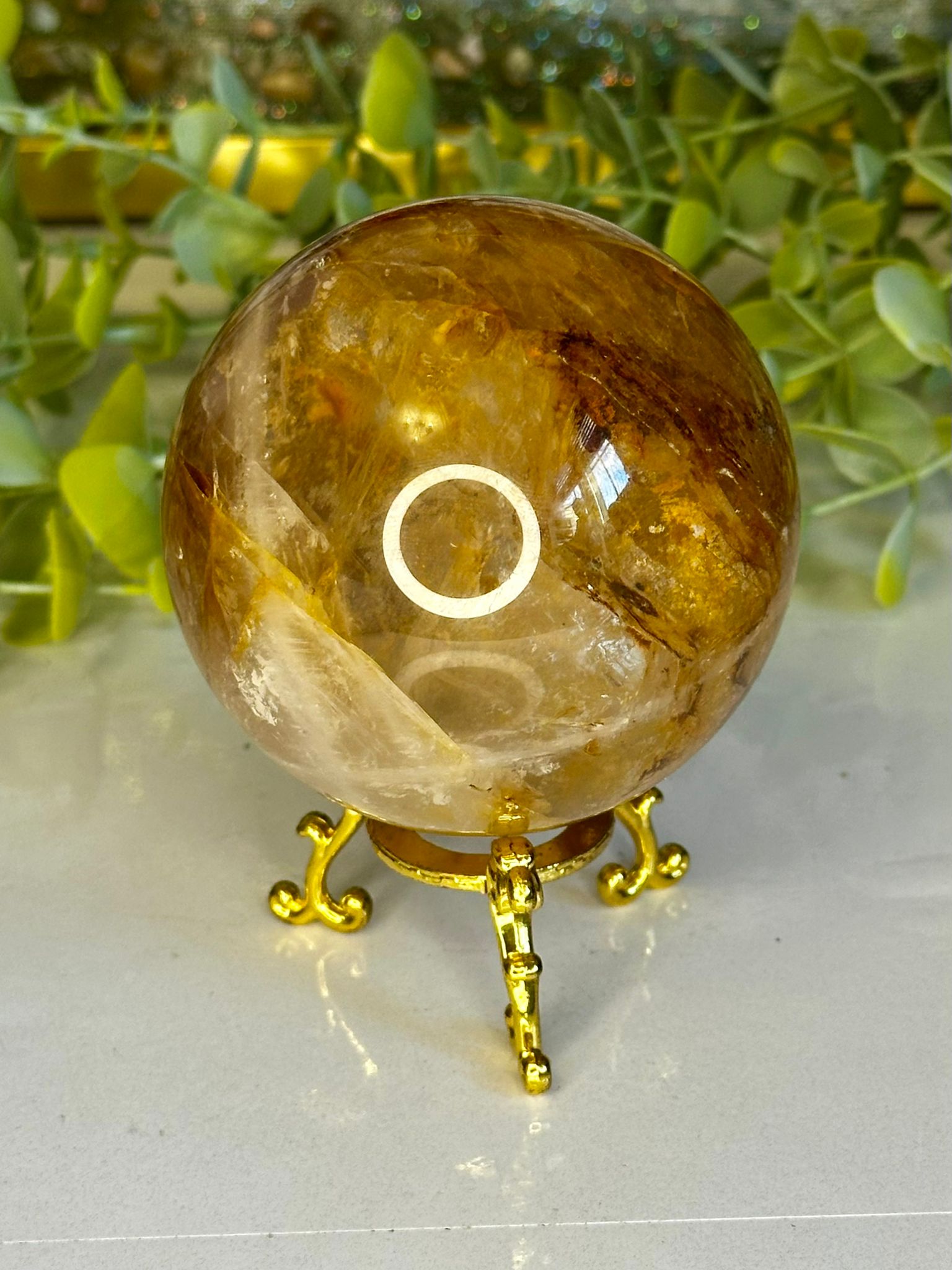 High Quality Golden Healer x Fire Quartz Sphere