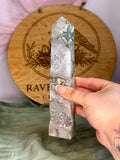 Grey Druzy Moss Agate Tower