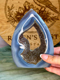 Druzy Blue Agate & Amber Amethyst Teardrop