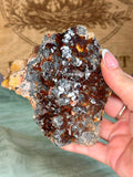 Amber Sphalerite with Baryte, Galena & Calcite Cluster